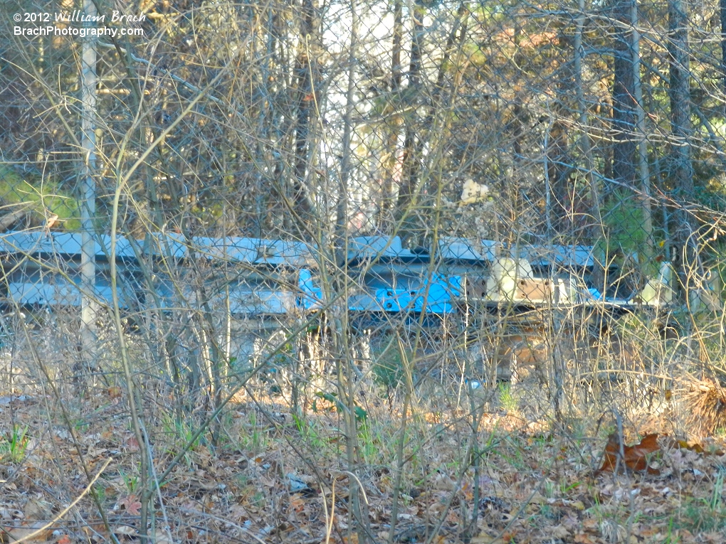 It's hard to make out in this shot, but old boats from the Whtie Water Canyon raft ride are stacked up in this shot.