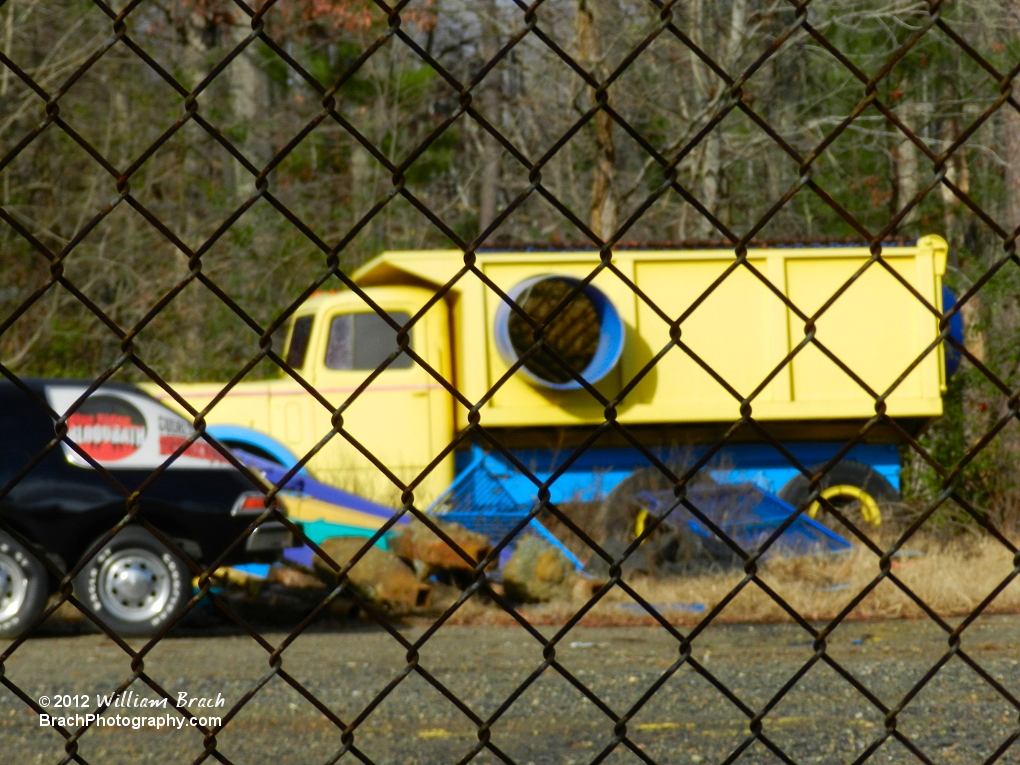 Former Kidzville playground truck sitting in the boneyard.