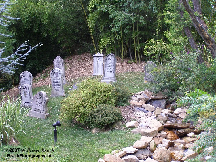 View of the graveyard outside Boo Blasters on Boo Hill.