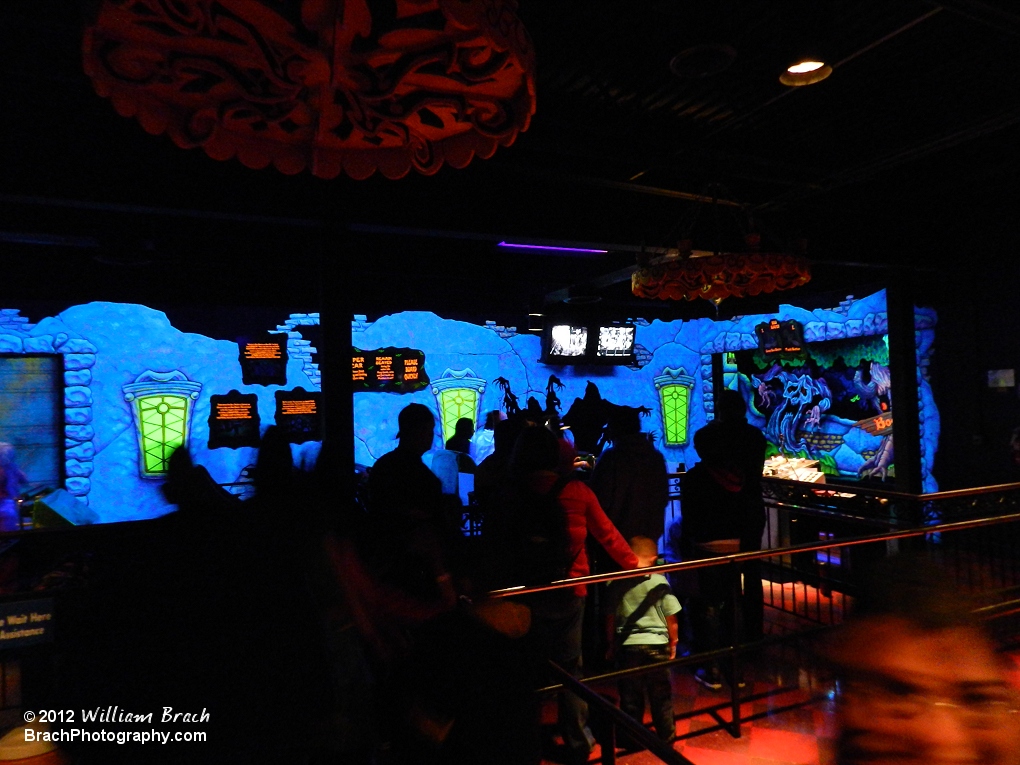 Inside the queue of Boo Blasters on Boo Hill.