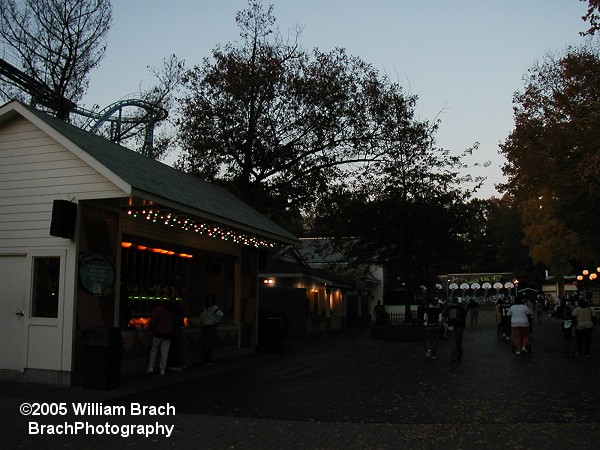 Games at dusk in The Grove area.