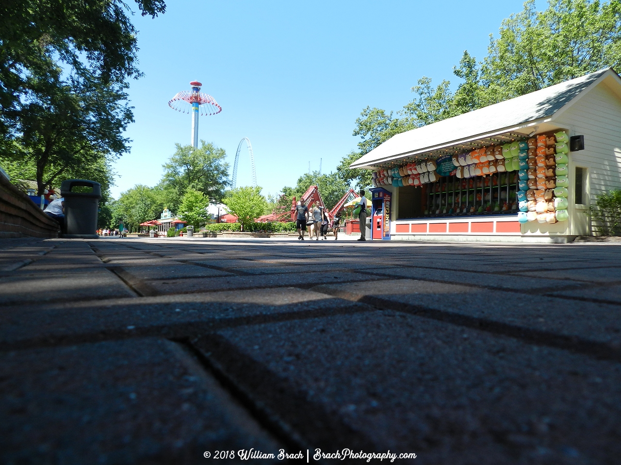 The midway of Candy Apple Grove looking towards Windseeker.