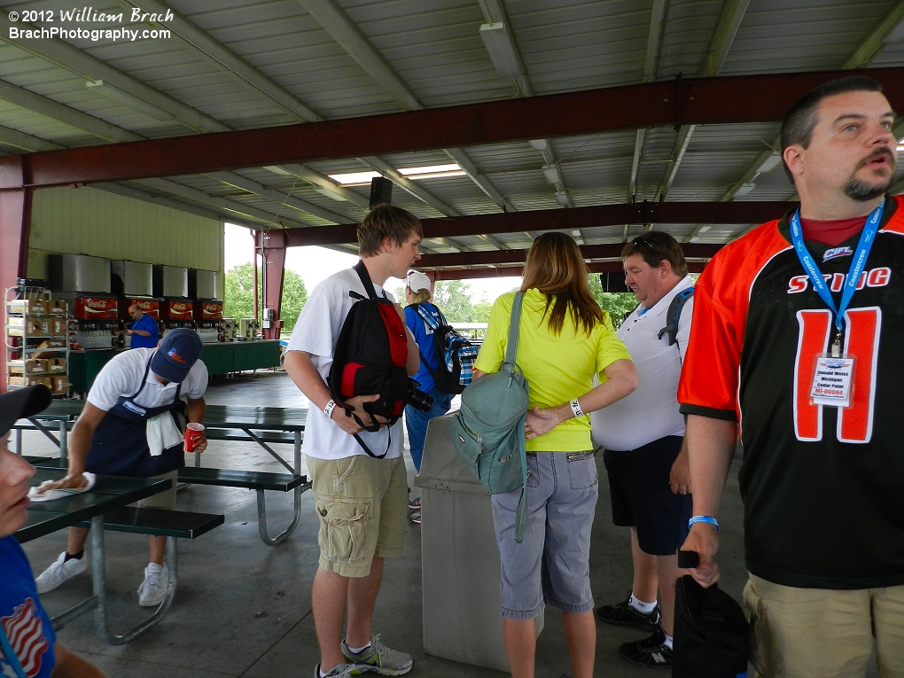 Coaster Crew members mingling before going back to the rides for the evening.