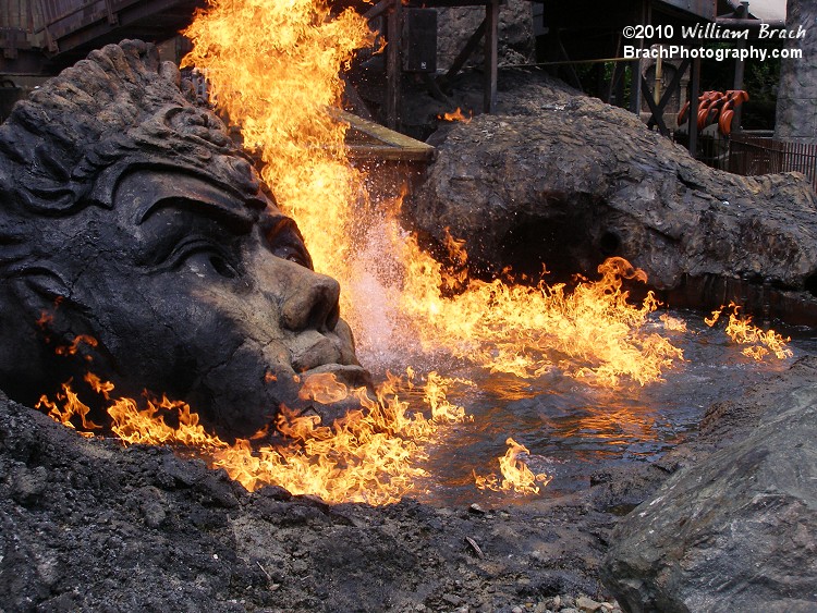 Part of the ride experience and theming for The Crypt which opened in the 2005 season as Tomb Raider: Firefall.