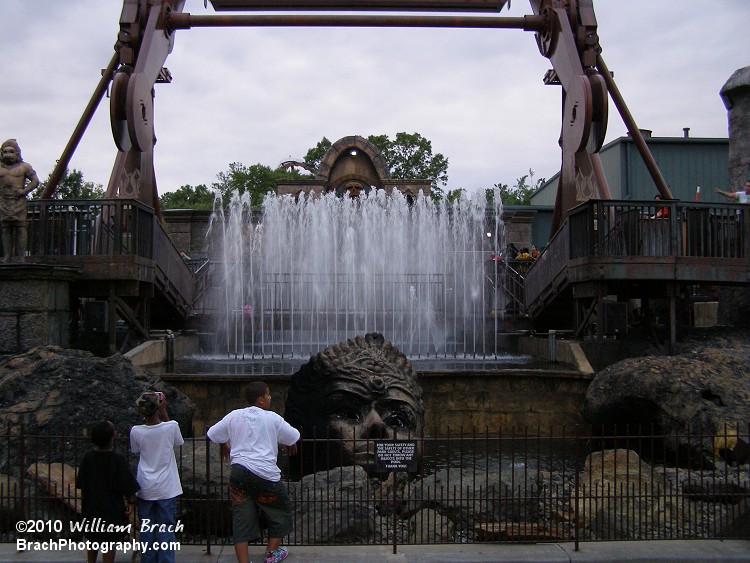 Water shooting upwards as part of the ride theming.