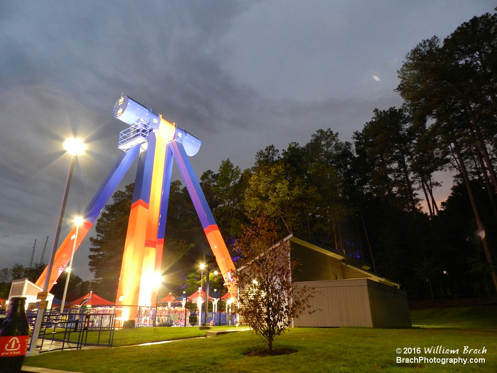 Looking at Delirium lit up at night.