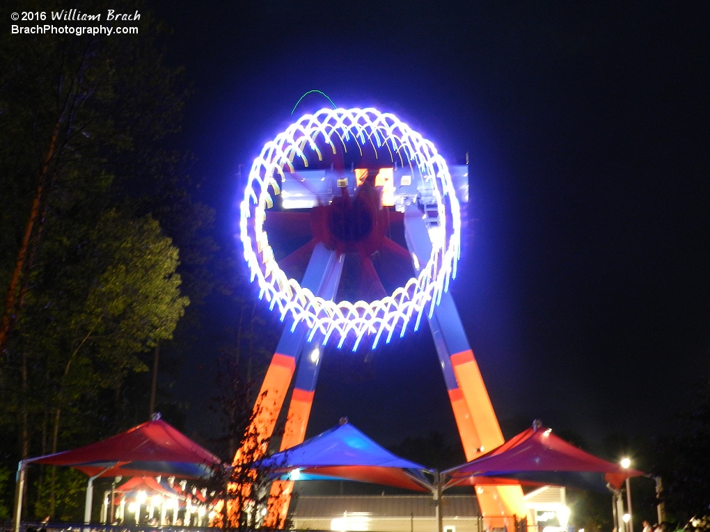 Blue LED lights lit up at night on Delirium.