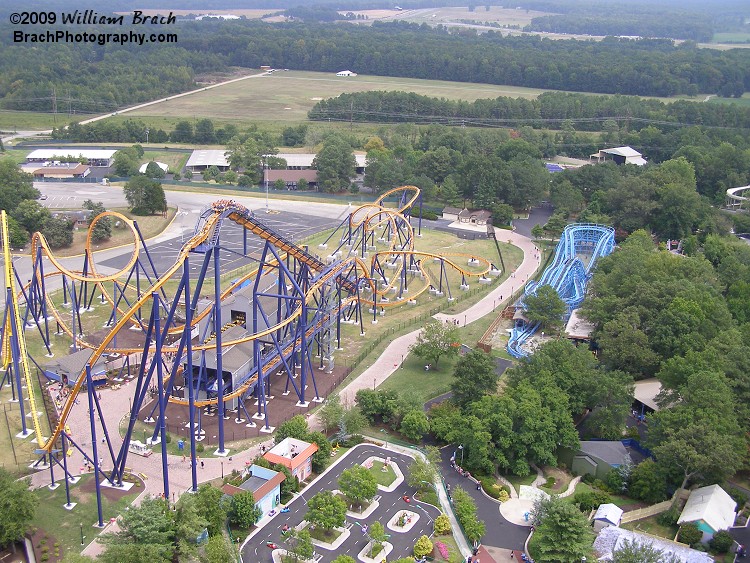 The ride seen from the Eiffel Tower.