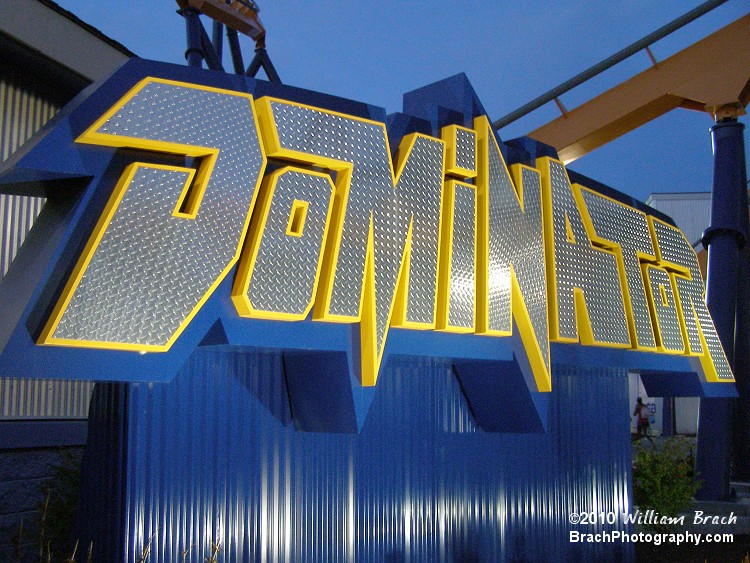 Here's Dominator's ride sign at night.