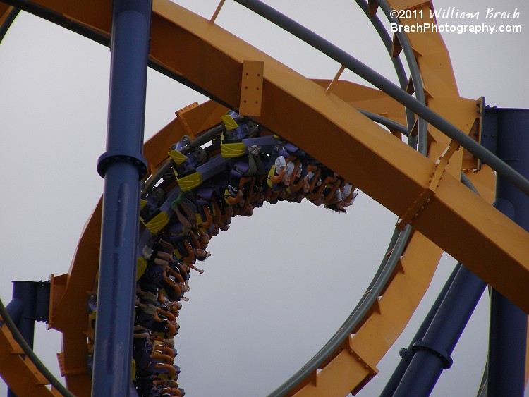 Train running the corkscrews.