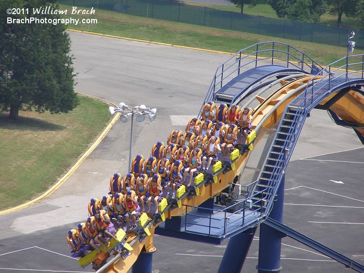 Here we see another Dominator train starting to dive down the first drop.