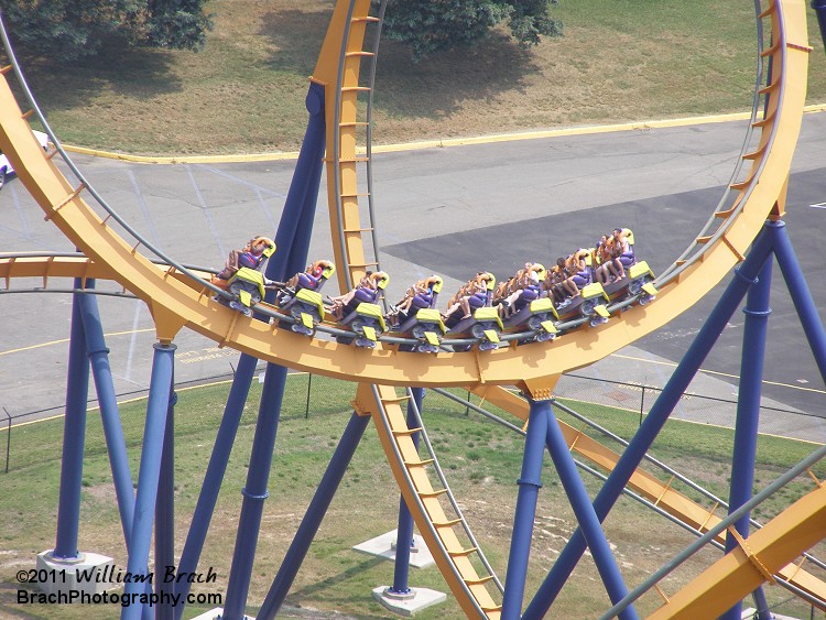 Train running through the Cobra Roll.