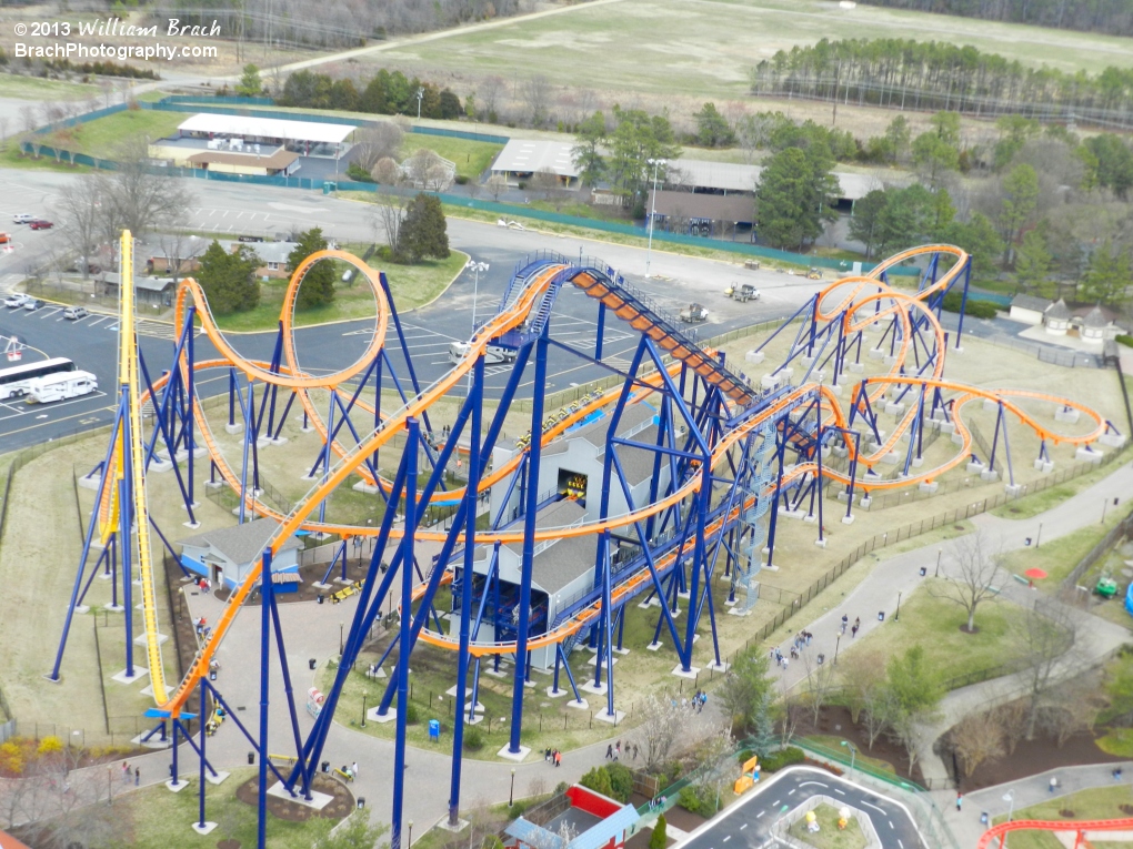 Overview of the massive coaster from the Eiffel Tower.