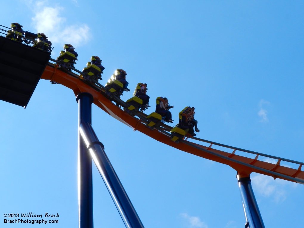 Dominator train leaving the lift hill.