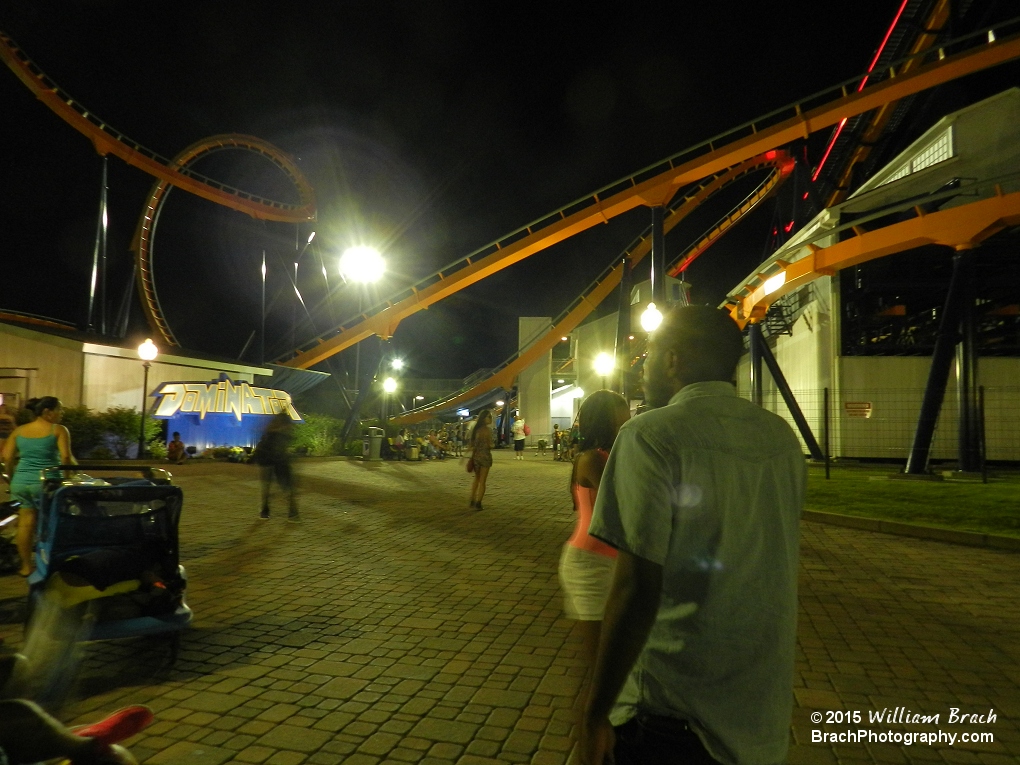 Dominator plaza at night.