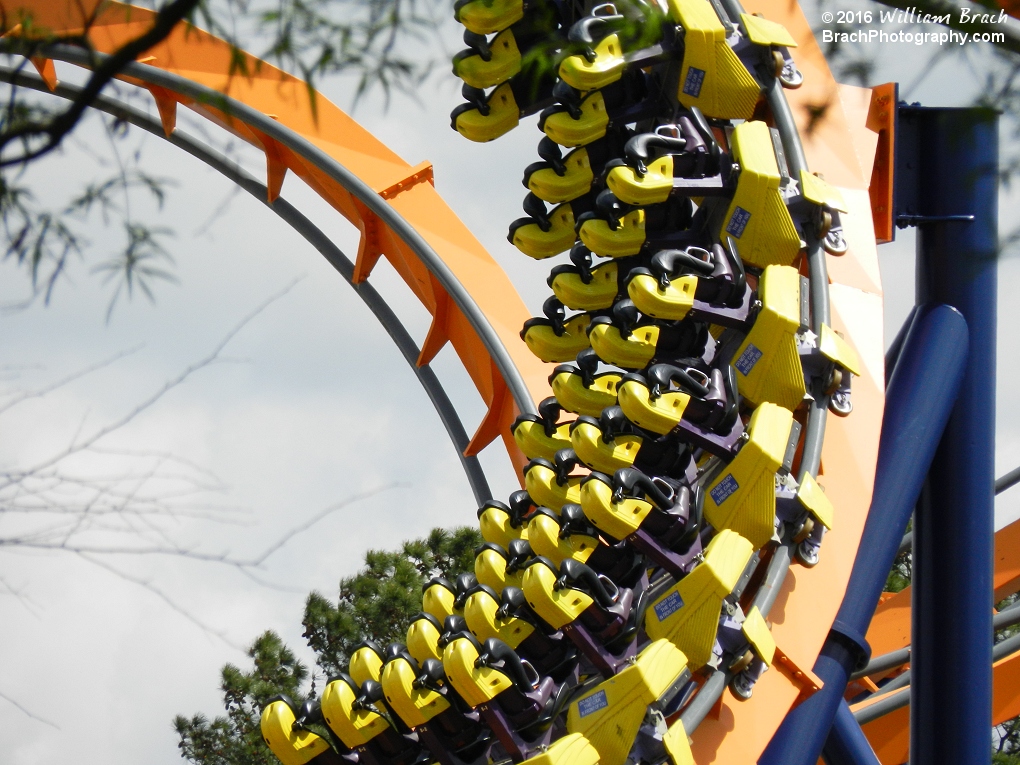 Empty Dominator train running the rails.