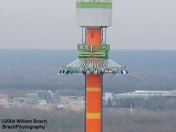 Gondola at the top of the tower waiting to drop.