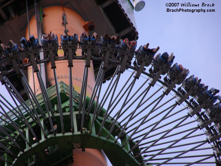 Looking up at the gondola as it makes its way up to the top.