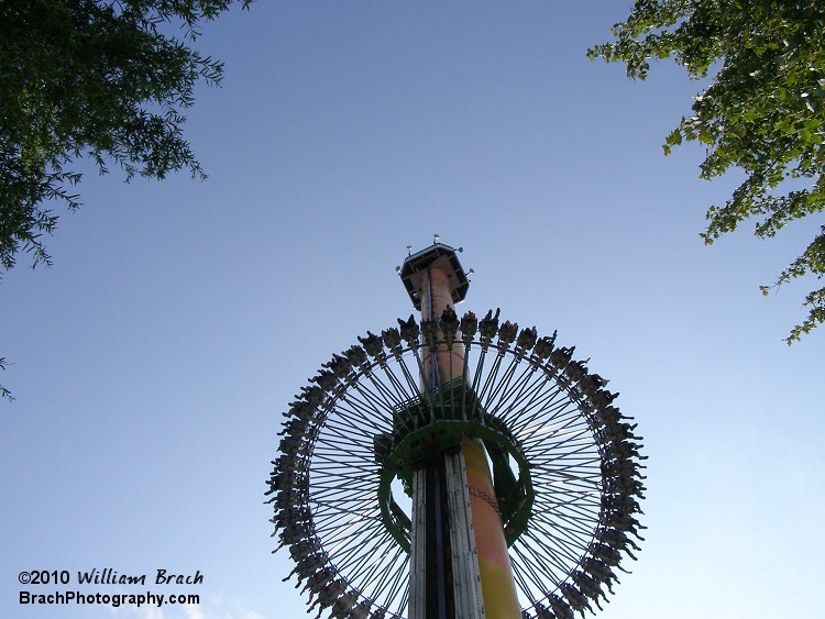 Gondola is about halfway up the 305-ft tall tower.