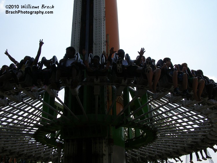 Gondola in the brakes and slowly returning to the station.  Here's where most people who haven't ridden this ride before experience a quick sense of shock as they have a "What did I talk myself into?!" type of look on their face!