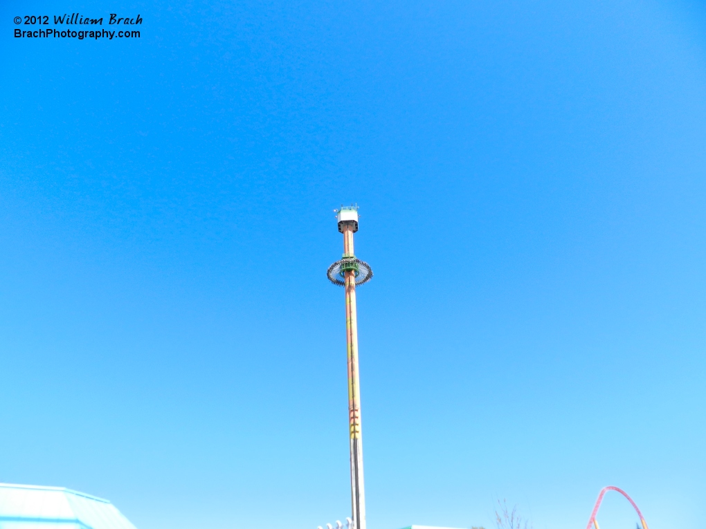 Drop Tower appears to be far away inside the park!