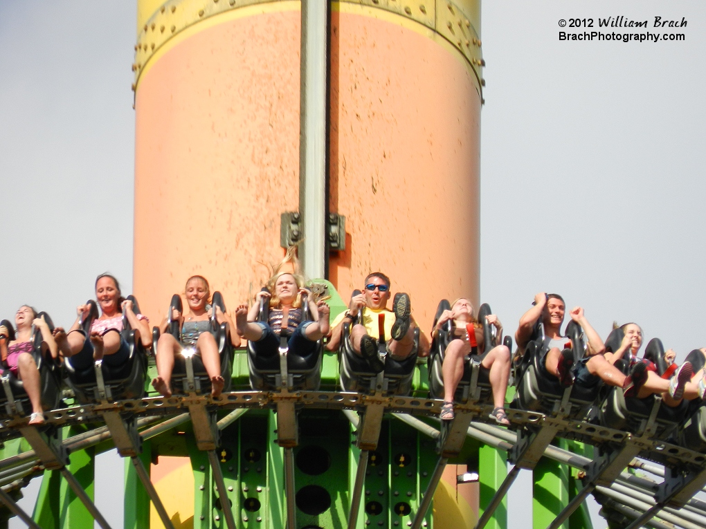 Riders taking the plunge on the Drop Tower.