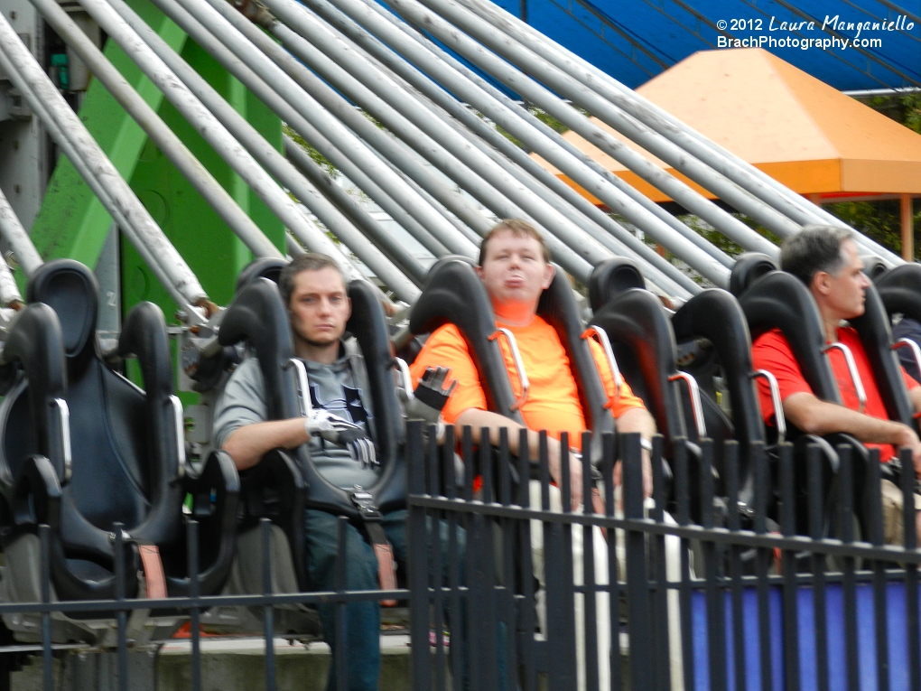 Will and coaster buddy Craig are ready to ride Drop Tower!