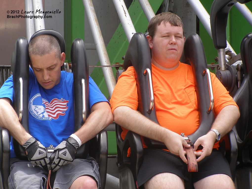 Getting strapped in and ready for our rides!