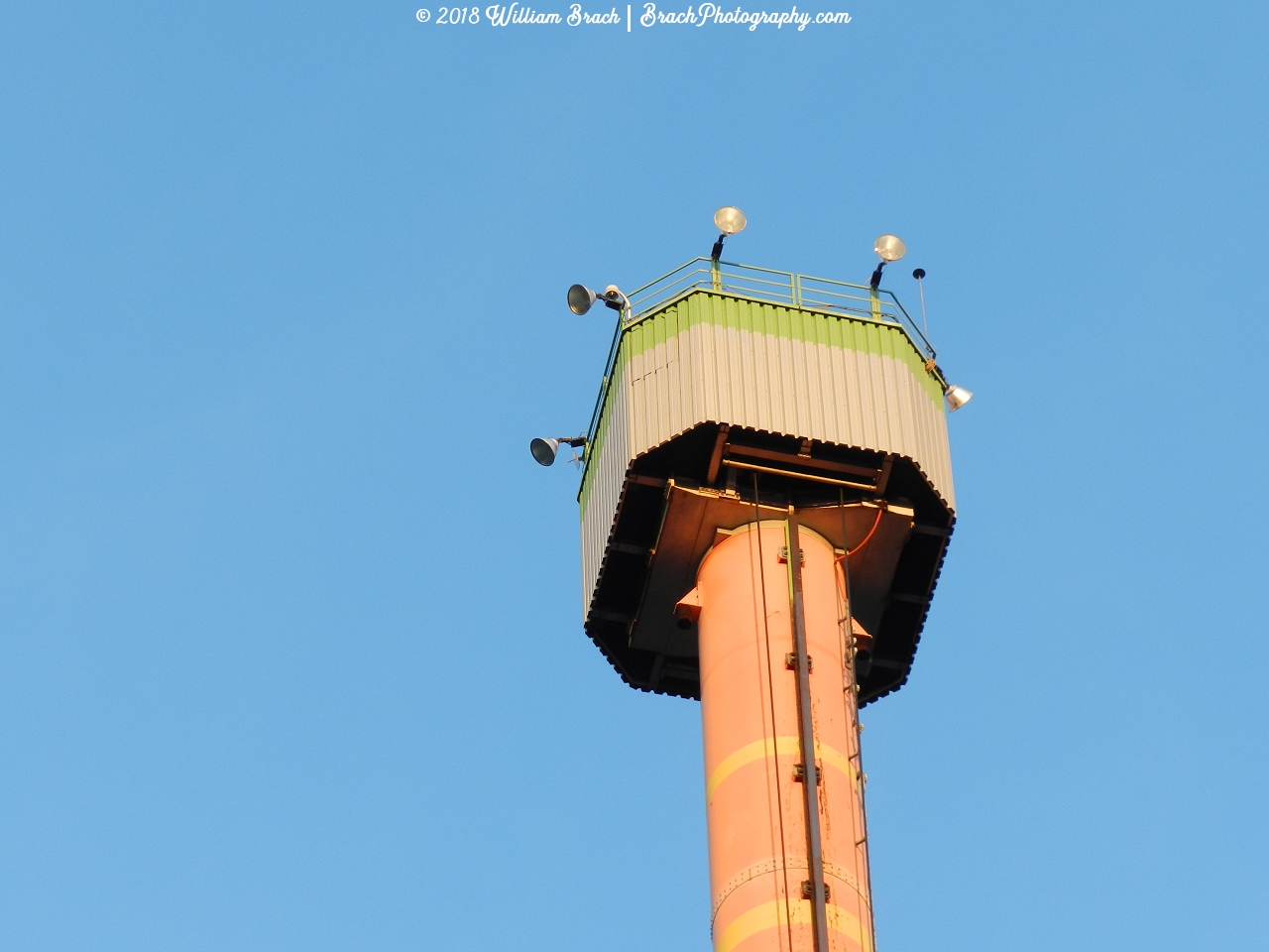 Looking at the top of the Drop Tower.