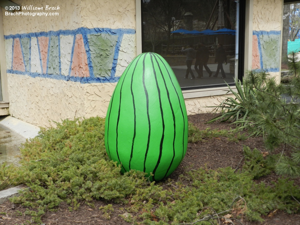 Egg that looks like it's Peppermint Patty or a Watermellon.  I'll go with Peppermint Patty.