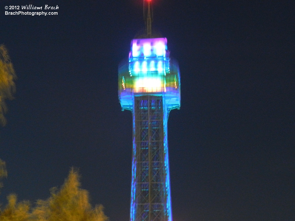 Blurred shot of the Eiffel Tower at night.