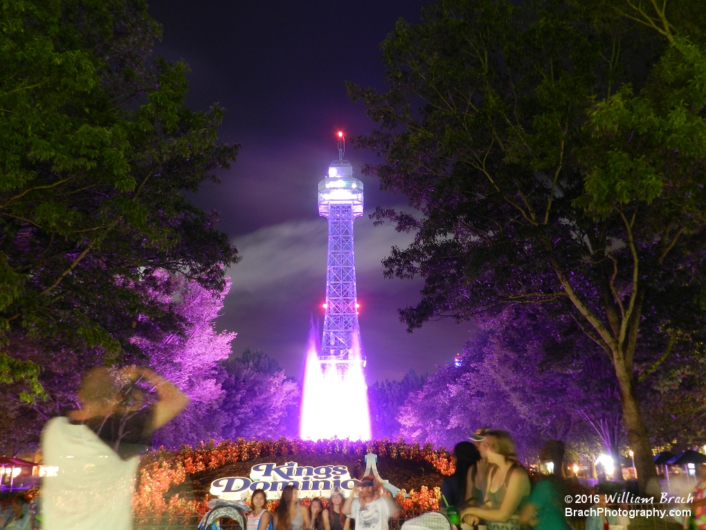 Illuminating the Eiffel Tower at Kings Dominion in purple LED lights isn't such a bad idea now is it?