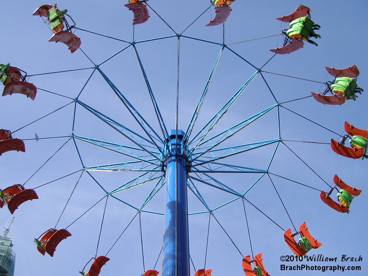 Looking up at the Flying Ace in flight.