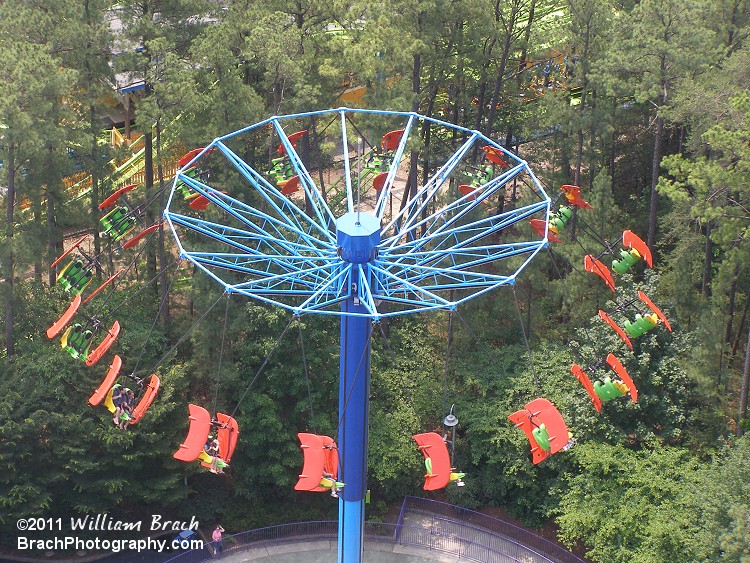 Flying Ace in flight as seen from the Eiffel Tower.