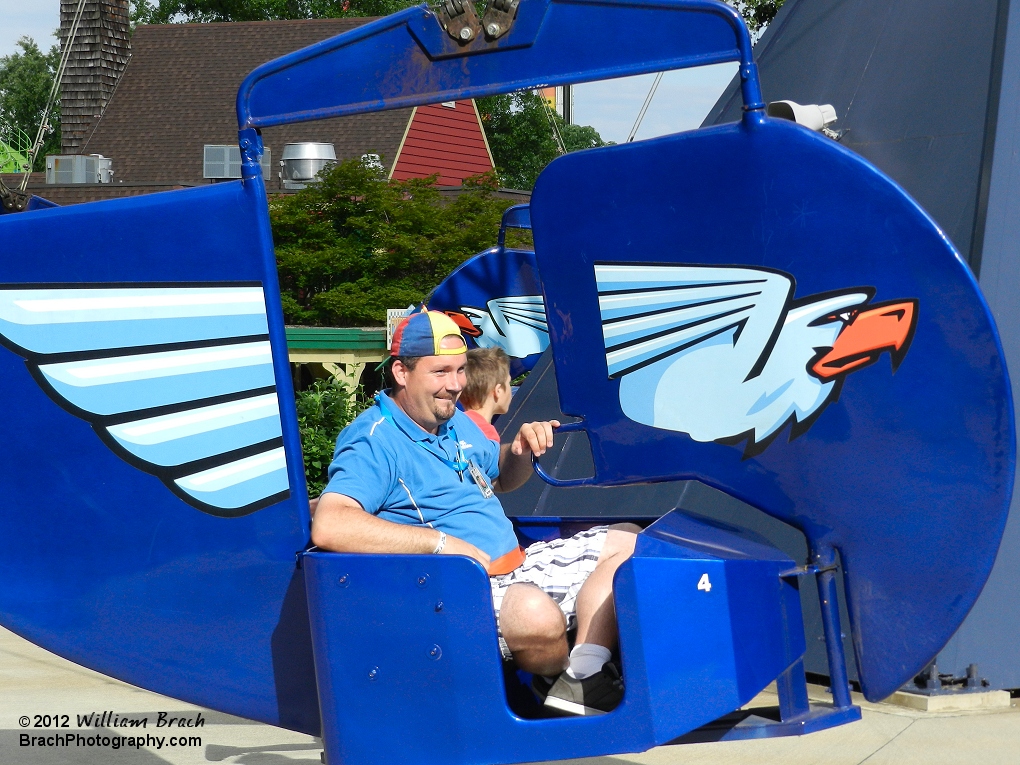 Coaster Crew President Clint Novak enjoying some time on the Flying Eagles.