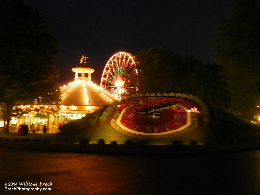 Even the Garden Clock looks great at night!