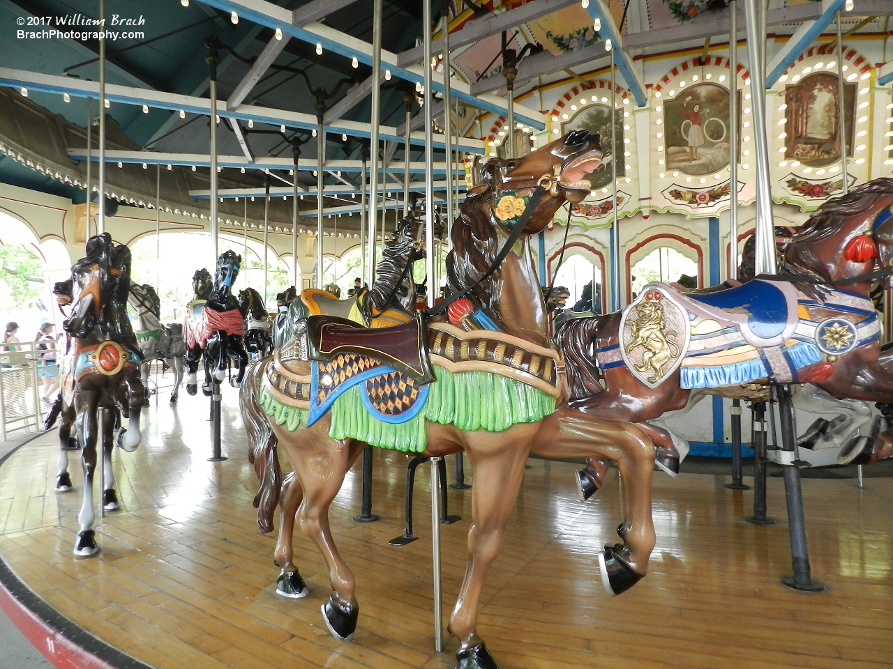 Glimpse of the horses on the 100 year old carousel.