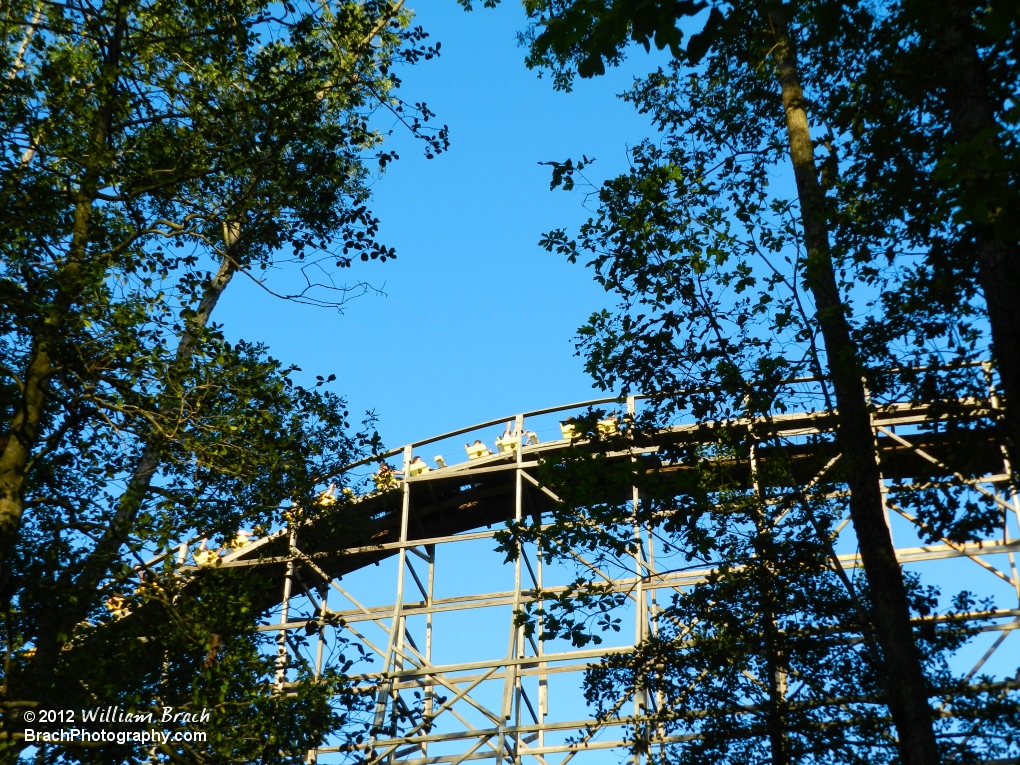 Grizzly's yellow train running the course.