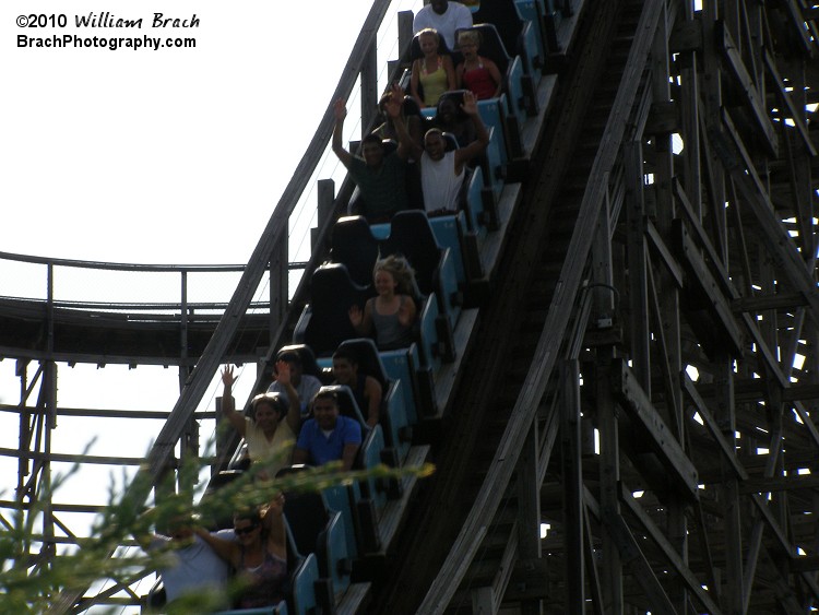 They say that a wooden coaster improves with age.  That's NOT the case with Hurler.  This coaster has gotten progressively rougher over the years that I have simply refused to ride it.  I'll ride Rebel Yell, Grizzly and Ghoster Coaster, but NOT Hurler.  If Hurler were to get converted to a steel hybrid track like the Texas Giant has been recently transformed into, THEN I'll consider riding Huler once again.