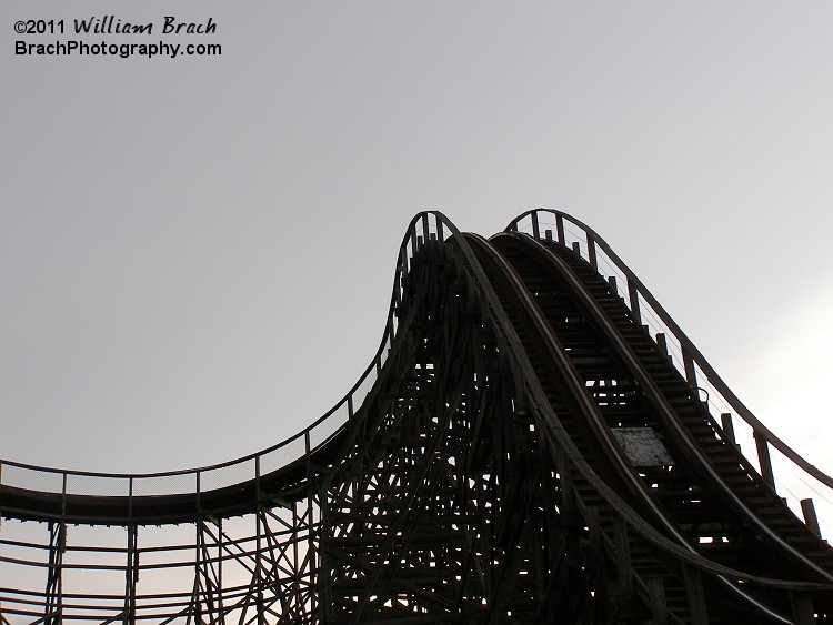 Looking up at the first drop.