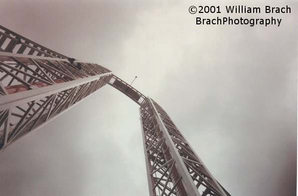 NEW at Paramount's Kings Dominion for the 2001 season - HyperSonic XLC!  First of its kind - a launched coaster that used compressed air to propel the coaster trains.  Sadly, the coaster only lived for 7 season.  During that time, the coaster suffered long periods of downtime and several train modifications.