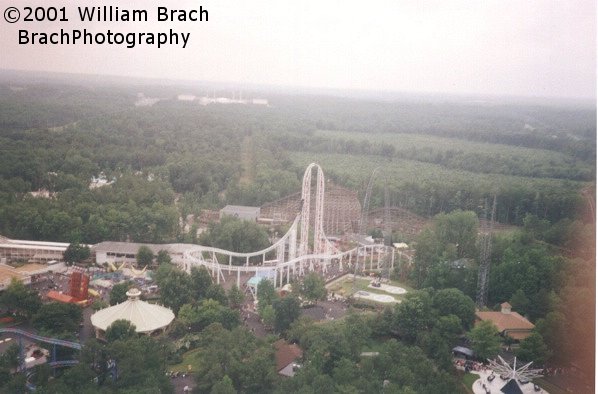 Train making its way down the top hat.