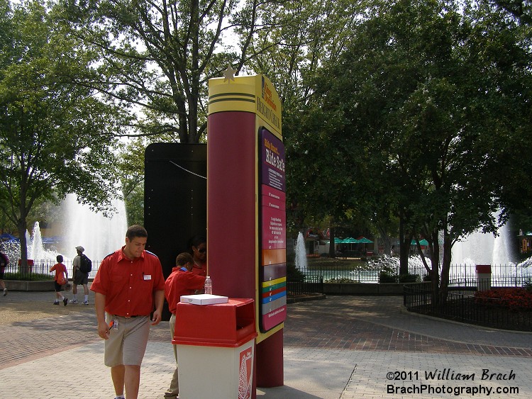 Measure your kids and get a wrist band for them here.  International Street, infront of Berserker.