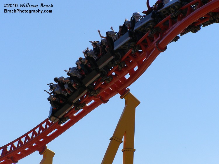 Train running the twisty track.