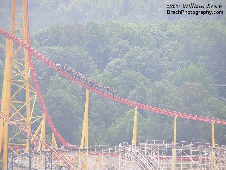 Train going up towards the second hill.