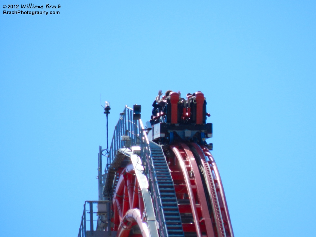 I-305 train cresting over the lift hill.