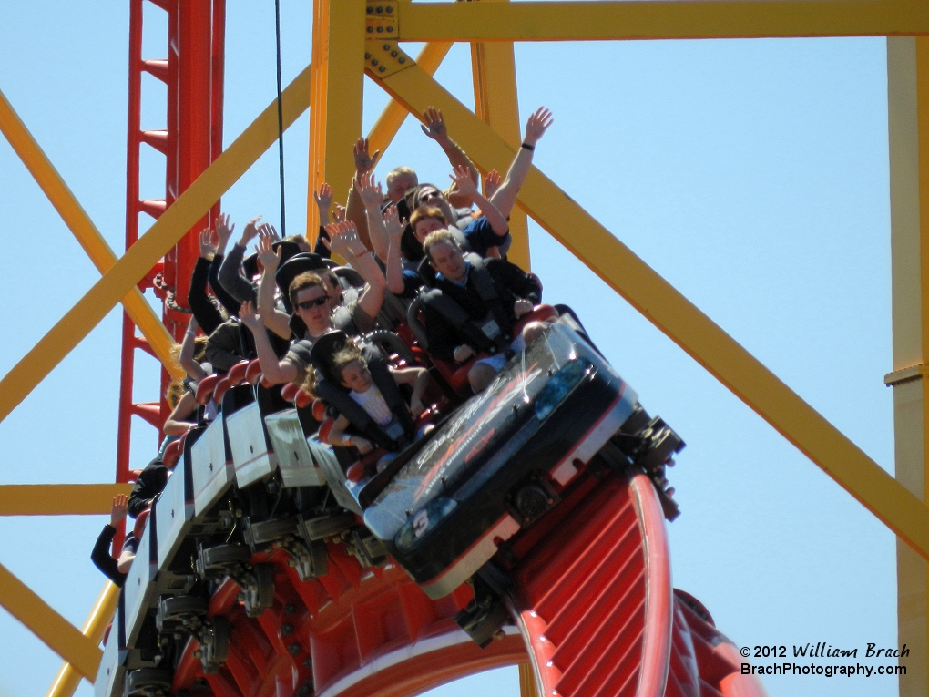 Riders traking a spin on Intimidator 305 on Opening Day 2012!