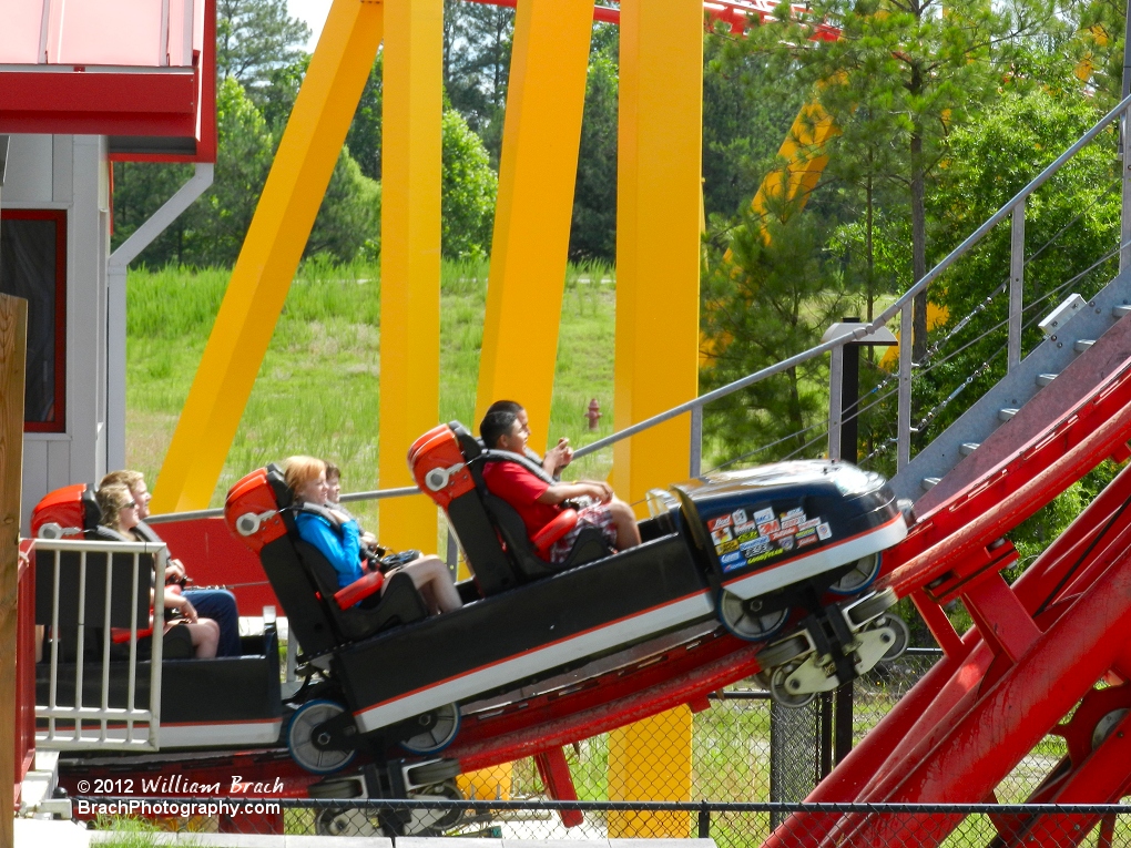 Starting the climb up the 305-ft tall lift hill.