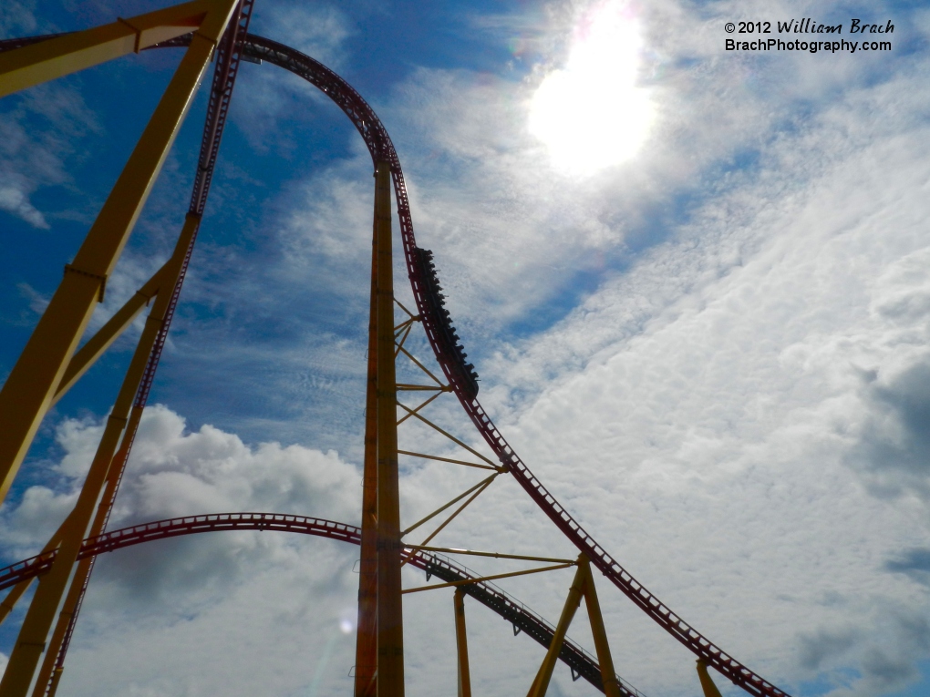 Watching a train go down the drop.