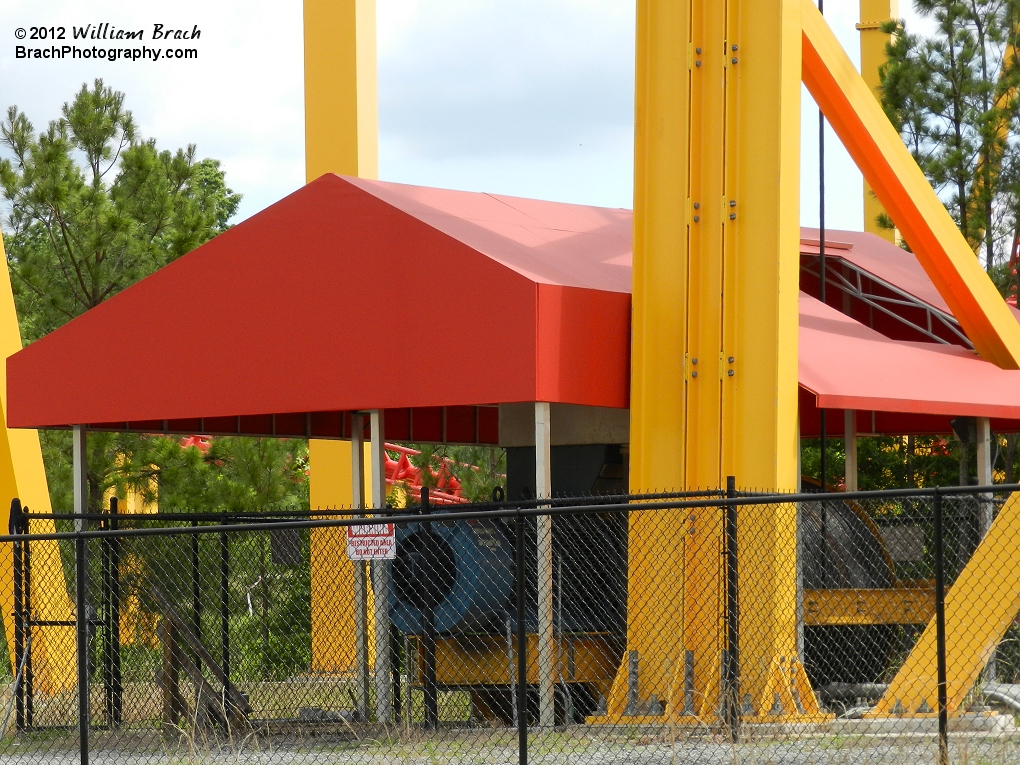 This small building houses the elevator lift system that pulls the trains up the lift hill.